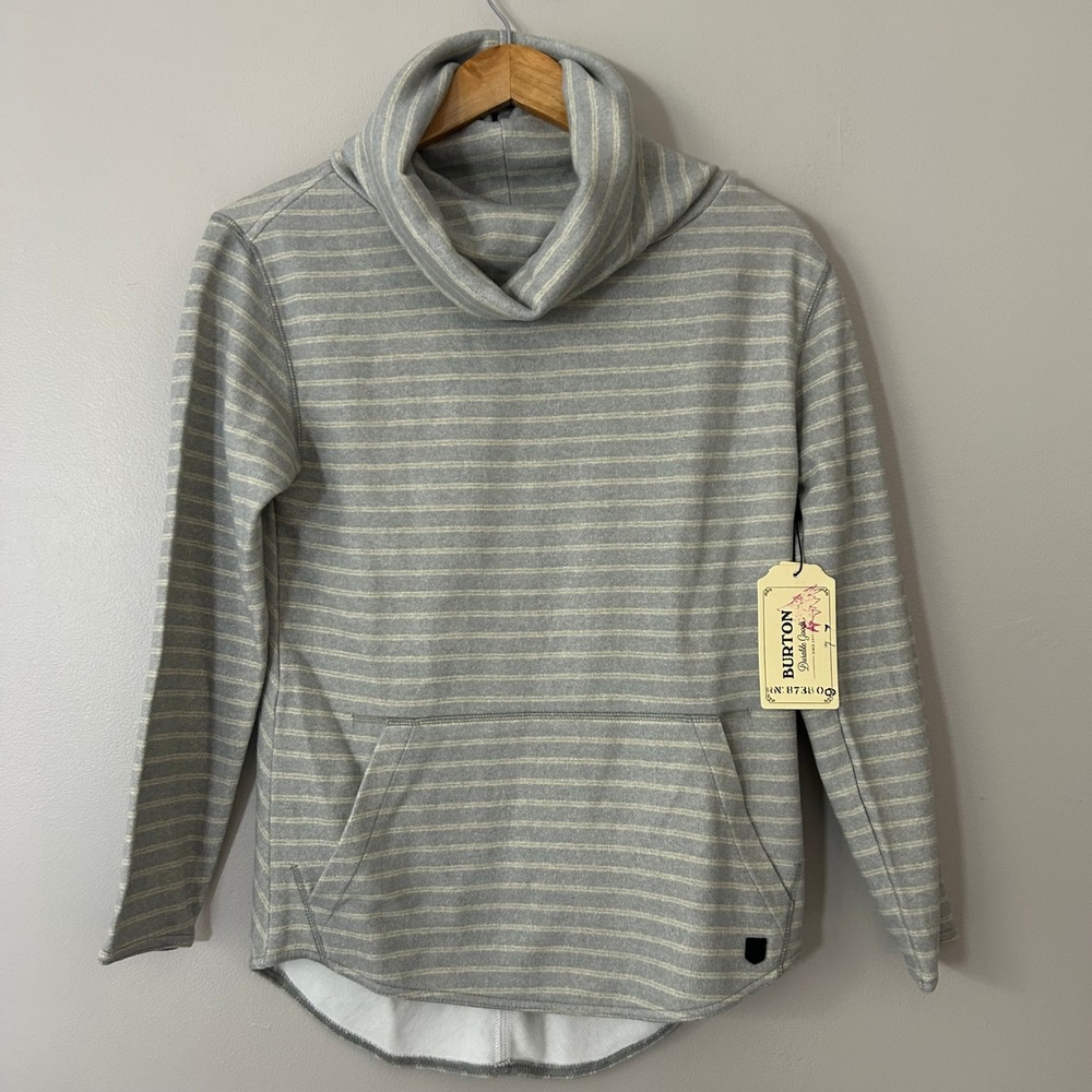 Burton Ellmore Pullover Women S Gray Striped Cowl Neck Dryride Sweatshirt NWT